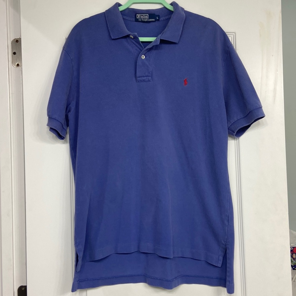 Polo by Ralph Lauren Men’s Knit Collared shirt 2 Buttons Size Large Blue GUC